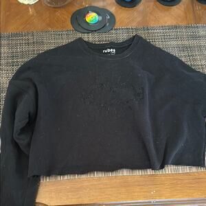 Rumble Black Boxy Long Sleeve Crop Sweatshirt